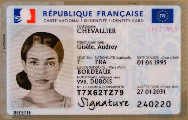 Carte d'identité - Recto